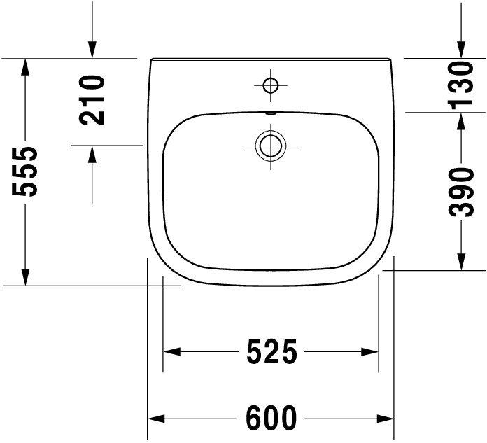 Waschtisch Vital „D-Code“, Form rechteckig 60 × 55,5 cm 