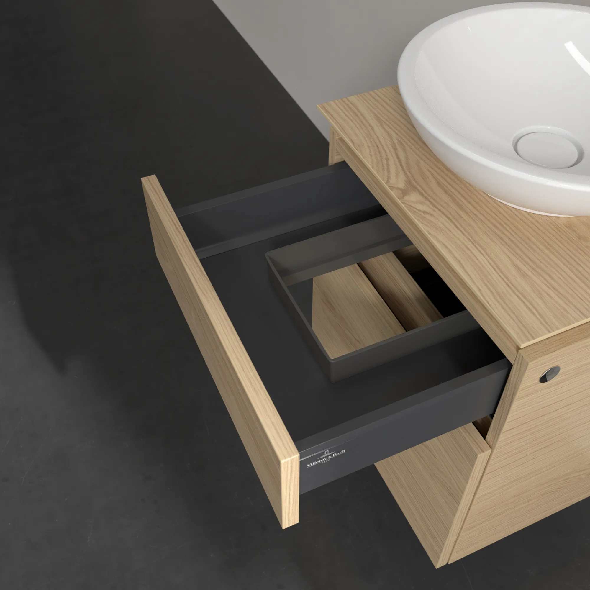 Villeroy & Boch Waschtischunterschrank „Legato“ für Schrankwaschtisch 450 × 550 × 500 mm Nordic Oak, für Becken mittig