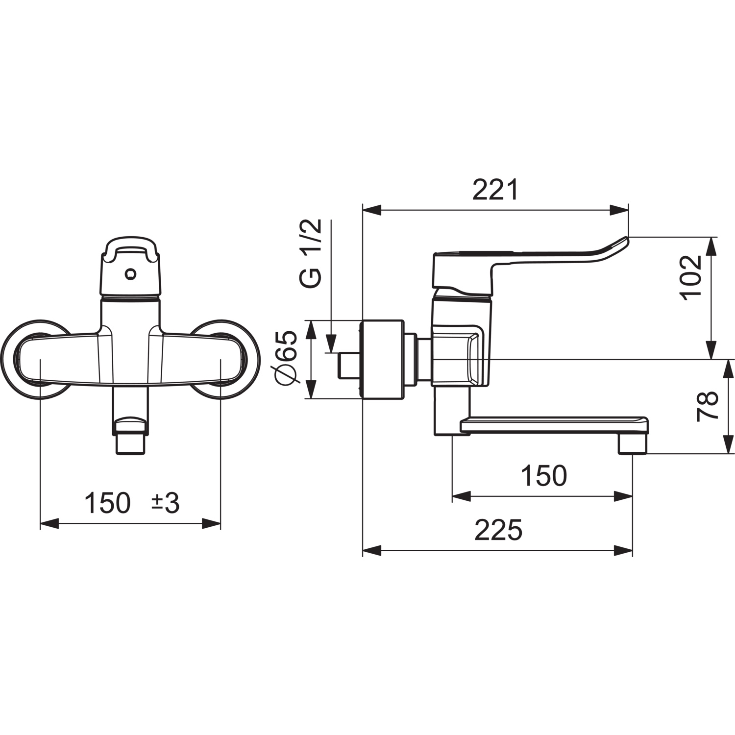 Einhand-Waschtischarmatur Bedienungshebel lang „Clinica“ Ausladung 227 mm in Chrom Einhand-Waschtischarmatur Bedienungshebel lang „Clinica“ Ausladung 227 mm in Chrom