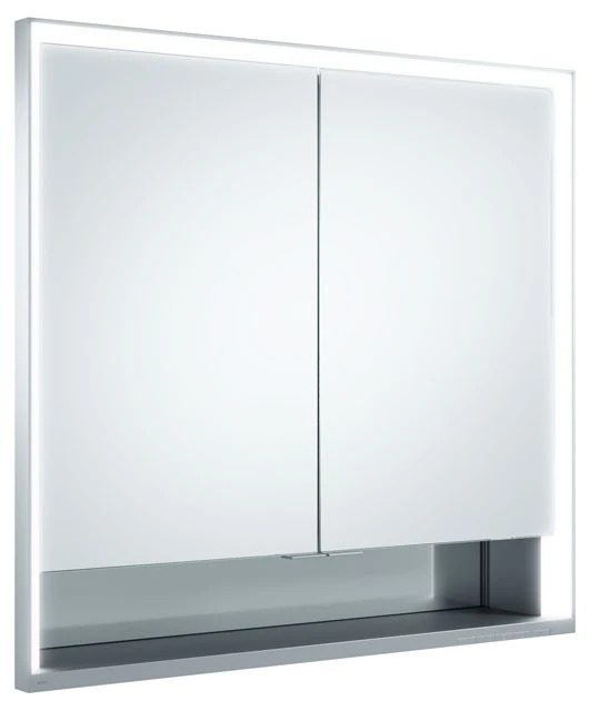 KEUCO Wandeinbau Spiegelschrank mit offenem Ablagefach „Royal Lumos“ 800 × 735 × 130 mm in Silber (eloxiert)