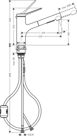 Spültischmischer 150 Zesis M33 Ausziehbrause 2jet chrom