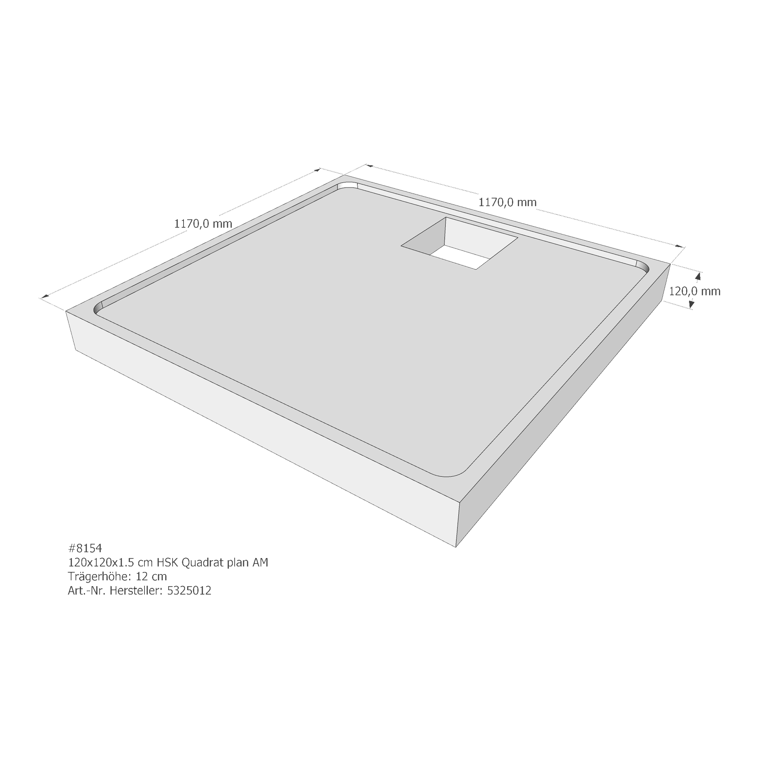 Duschwannenträger HSK Quadrat plan 120x120x1,5 cm AM210