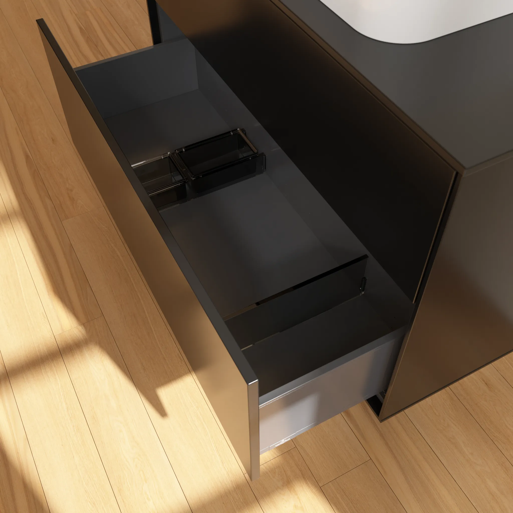 Villeroy & Boch Waschbeckenunterschrank Finion F23, 1000x603x501 mm, Black Matt Lacquer, mit SoftClosing und Push-to-open Funktion