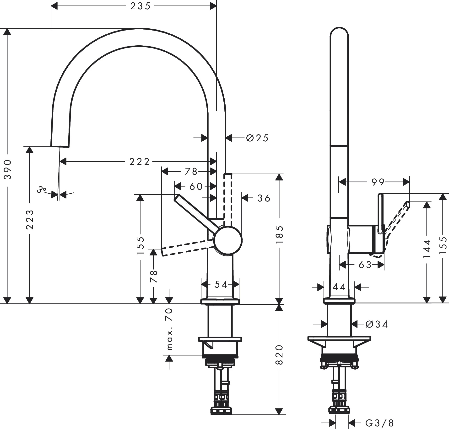 Spültischmischer 220 Talis M54 1jet chrom