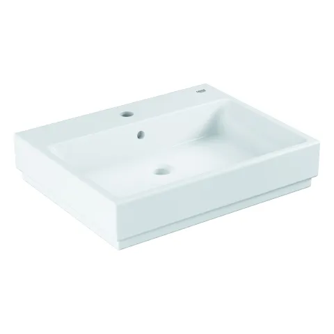 Aufsatzwaschtisch Cube Keramik 39477_H, 600 x 490 mm, 1 Hahnloch, 2 weitere vorgestochen, Rückseite glasiert, PureGuard Hygieneoberfläche, aus Sanitärkeramik, alpinweiß Aufsatzwaschtisch Cube Keramik 39477_H, 600 x 490 mm, 1 Hahnloch, 2 weitere vorgestochen, Rückseite glasiert, PureGuard Hygieneoberfläche, aus Sanitärkeramik, alpinweiß