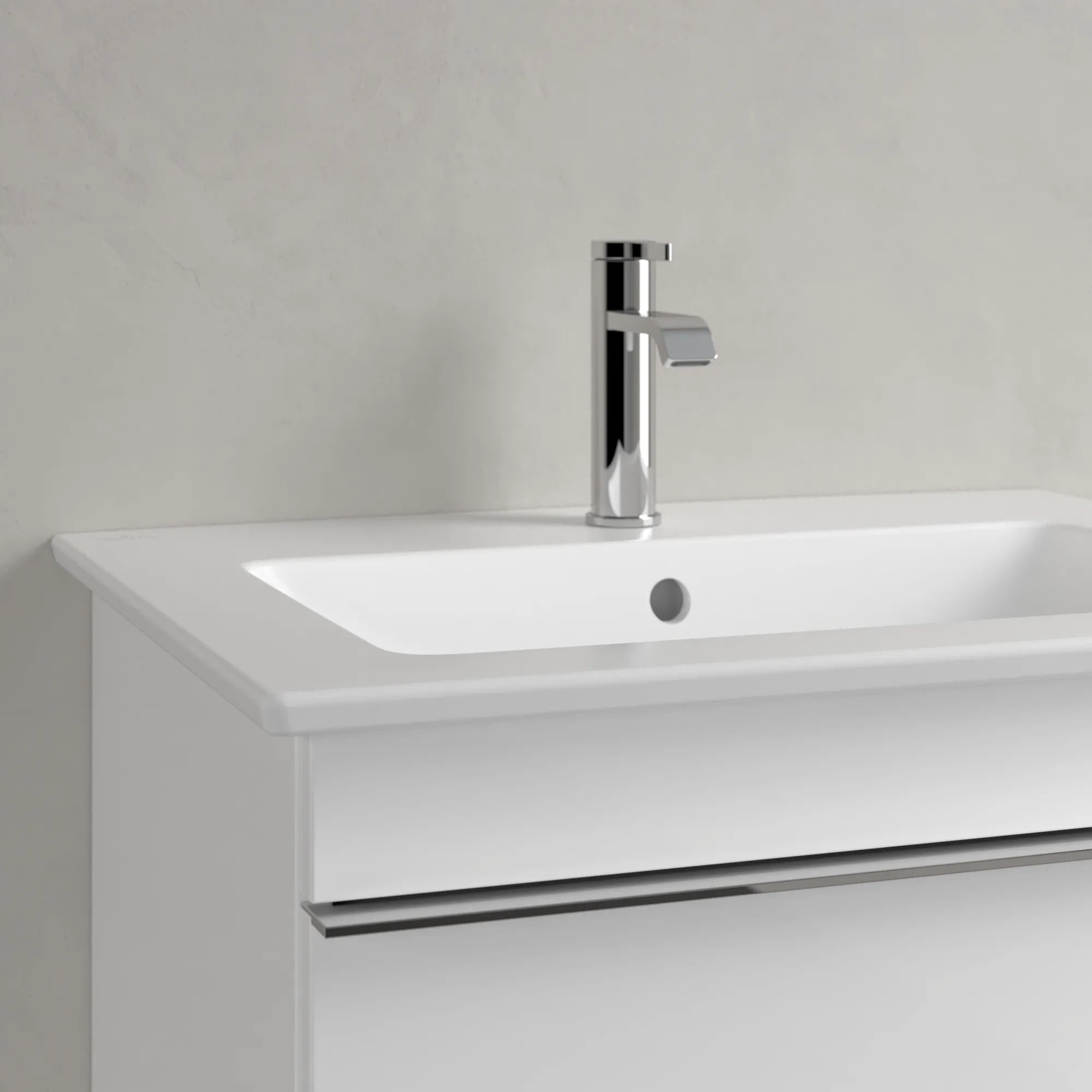 Villeroy & Boch Wandwaschtisch „Venticello“ 655 × 500 × 170 mm, für Becken mittig, mit Hahnlochbohrung, Hahnlochposition mittig in Stone White