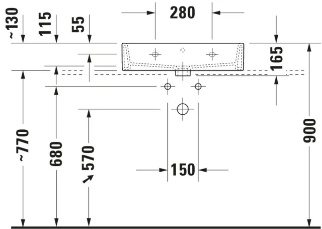 Wandwaschtisch „Vero Air“, mit Überlauf, Hahnlochposition mittig  Wandwaschtisch „Vero Air“, mit Überlauf, Hahnlochposition mittig