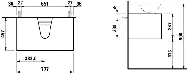 Laufen Waschtischunterbau „THE NEW CLASSIC“ 777 × 347 × 457 mm Verkehrsgrau, mittig Laufen Waschtischunterbau „THE NEW CLASSIC“ 777 × 347 × 457 mm Verkehrsgrau, mittig
