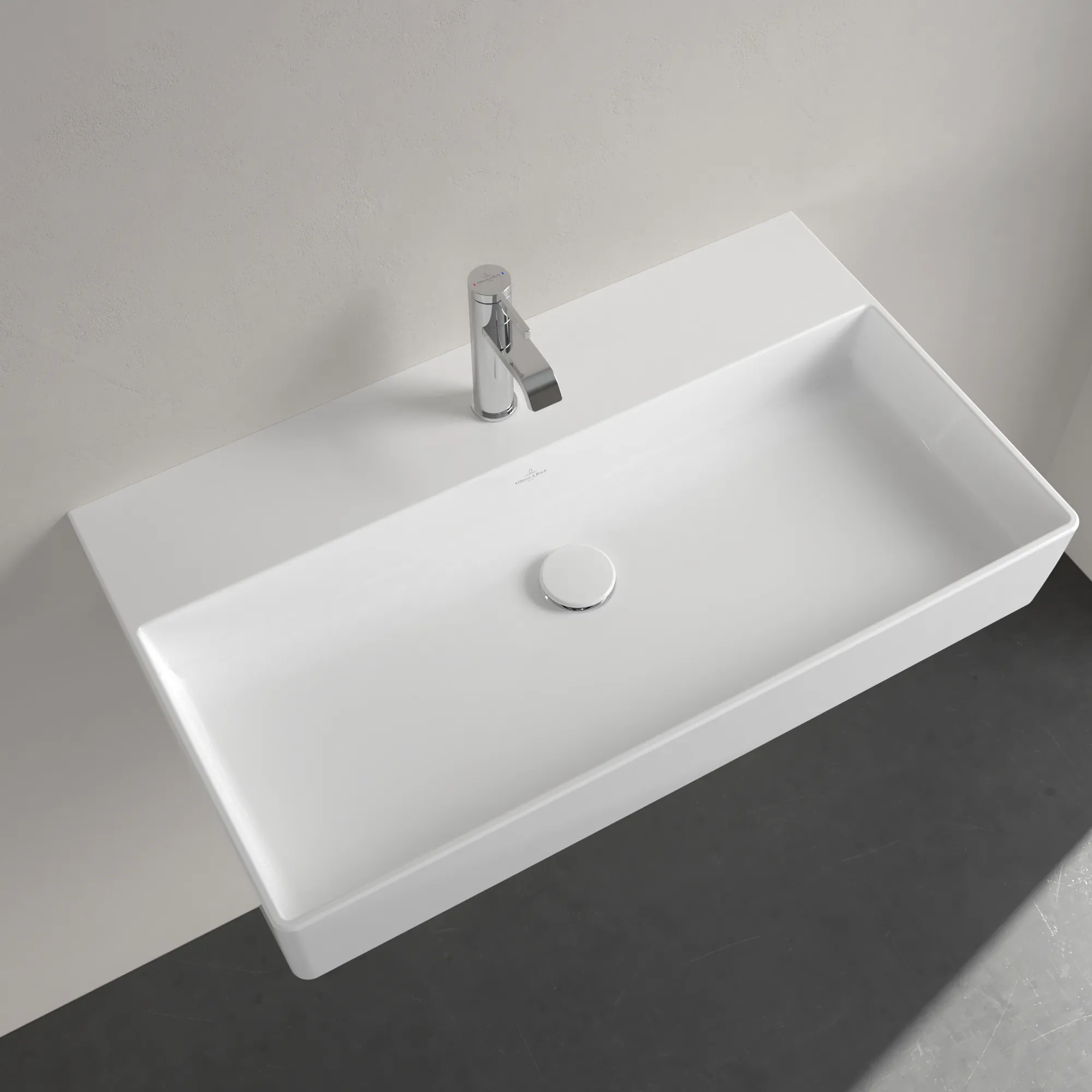Villeroy & Boch Wandwaschtisch aus TitanCeram geschliffen „Memento 2.0“ 800 × 470 × 140 mm, mit Hahnlochbohrung, Hahnlochposition mittig in Weiß Alpin Villeroy & Boch Wandwaschtisch aus TitanCeram geschliffen „Memento 2.0“ 800 × 470 × 140 mm, mit Hahnlochbohrung, Hahnlochposition mittig in Weiß Alpin