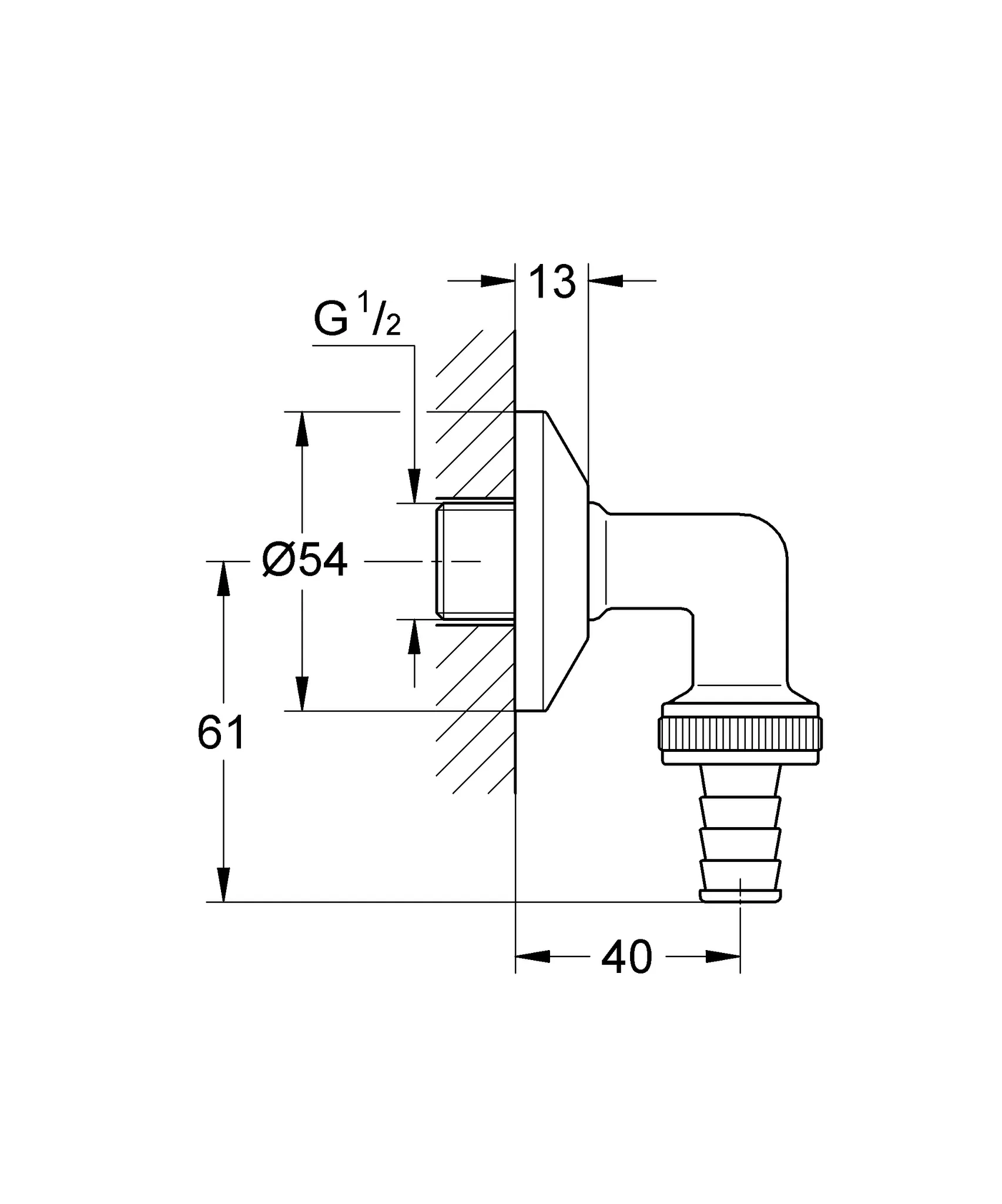Original WAS Schlauchanschlussbogen 41125, DN 15, Wandmontage, eigensicher, chrom Original WAS Schlauchanschlussbogen 41125, DN 15, Wandmontage, eigensicher, chrom