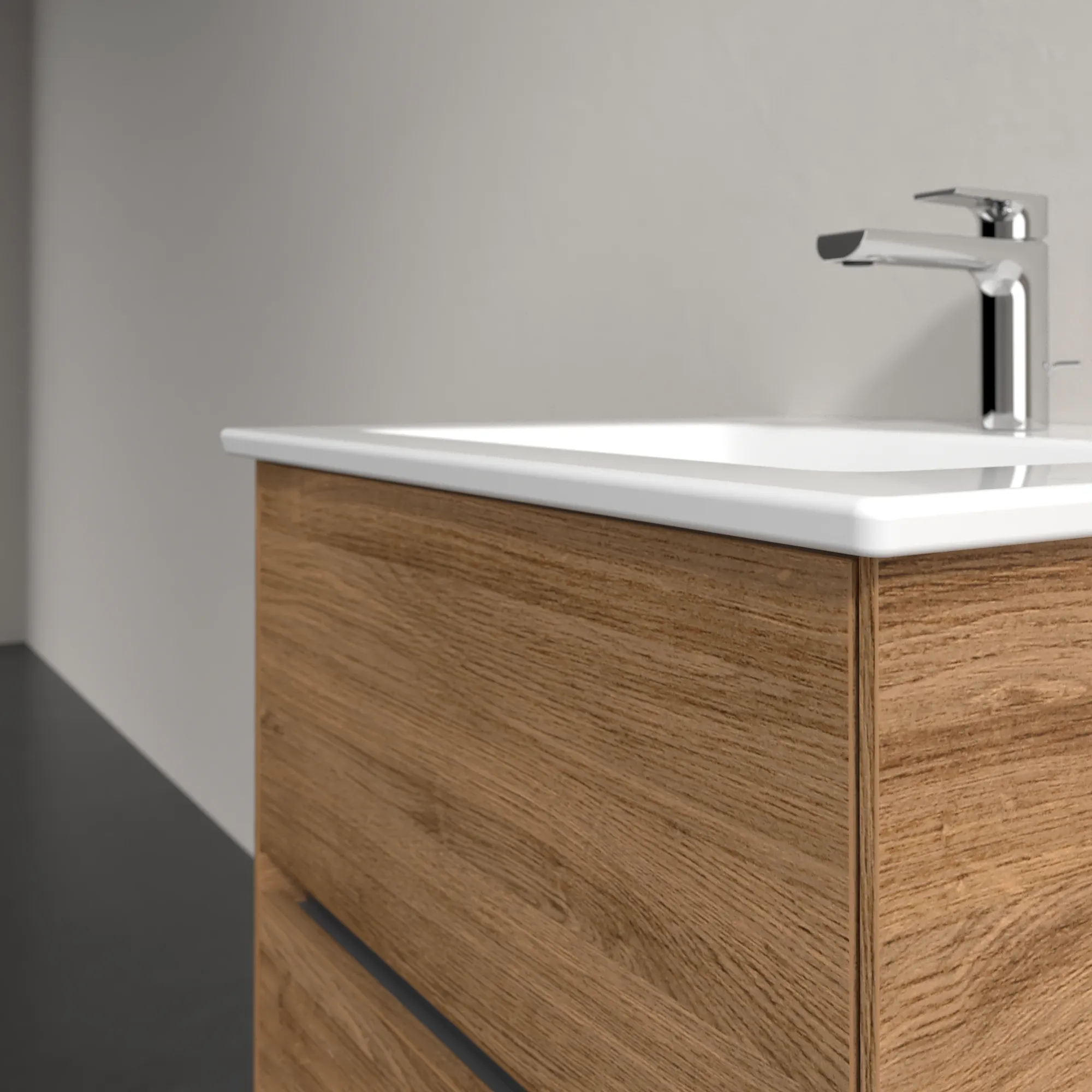 Villeroy & Boch Waschtischunterschrank „Collaro“ 561 × 610 × 480 mm Kansas Oak, mit Beleuchtung, für Becken mittig