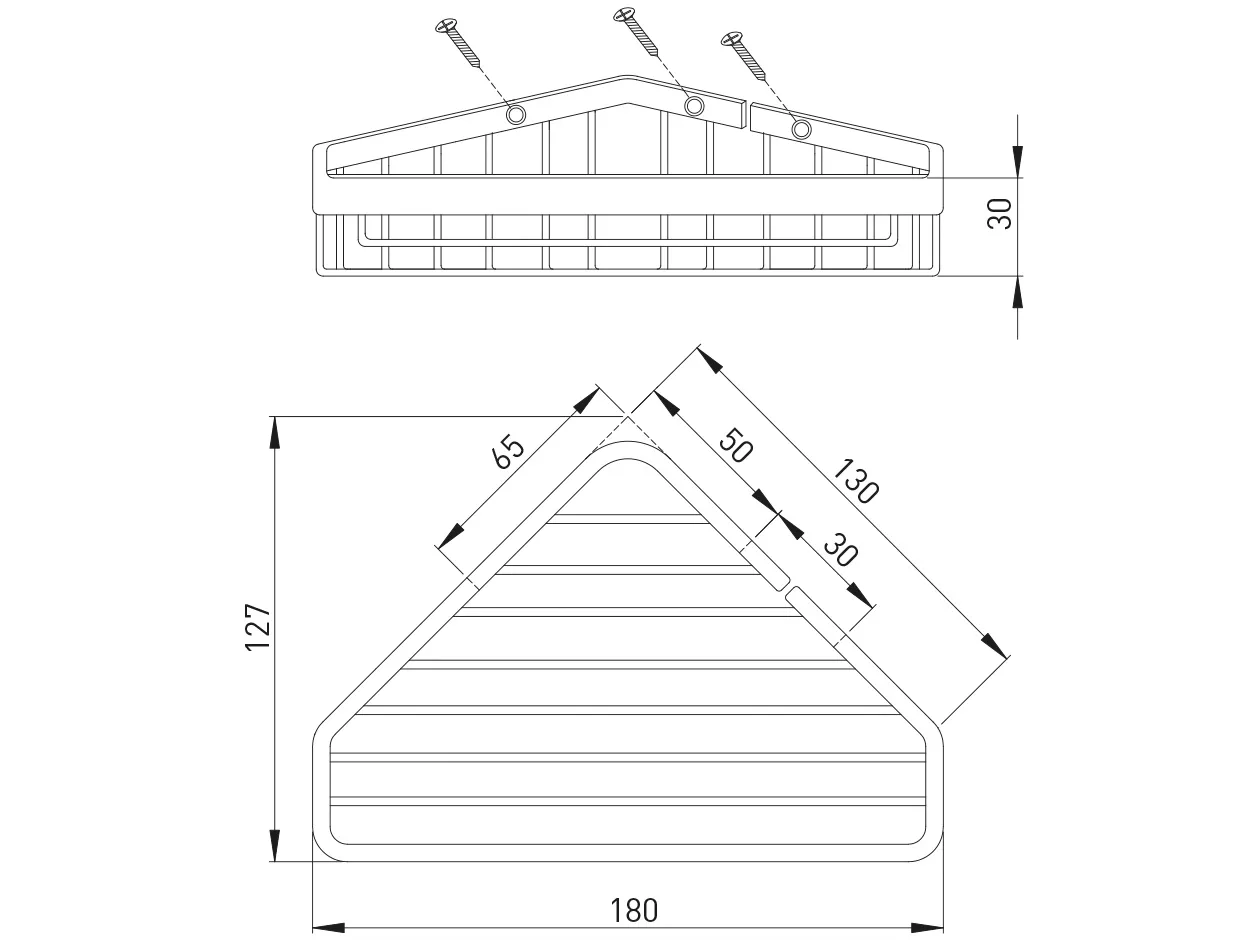 ASW Eck-Seifenkorb, Befestigung verdeckt 120 × 182 × 30 mm