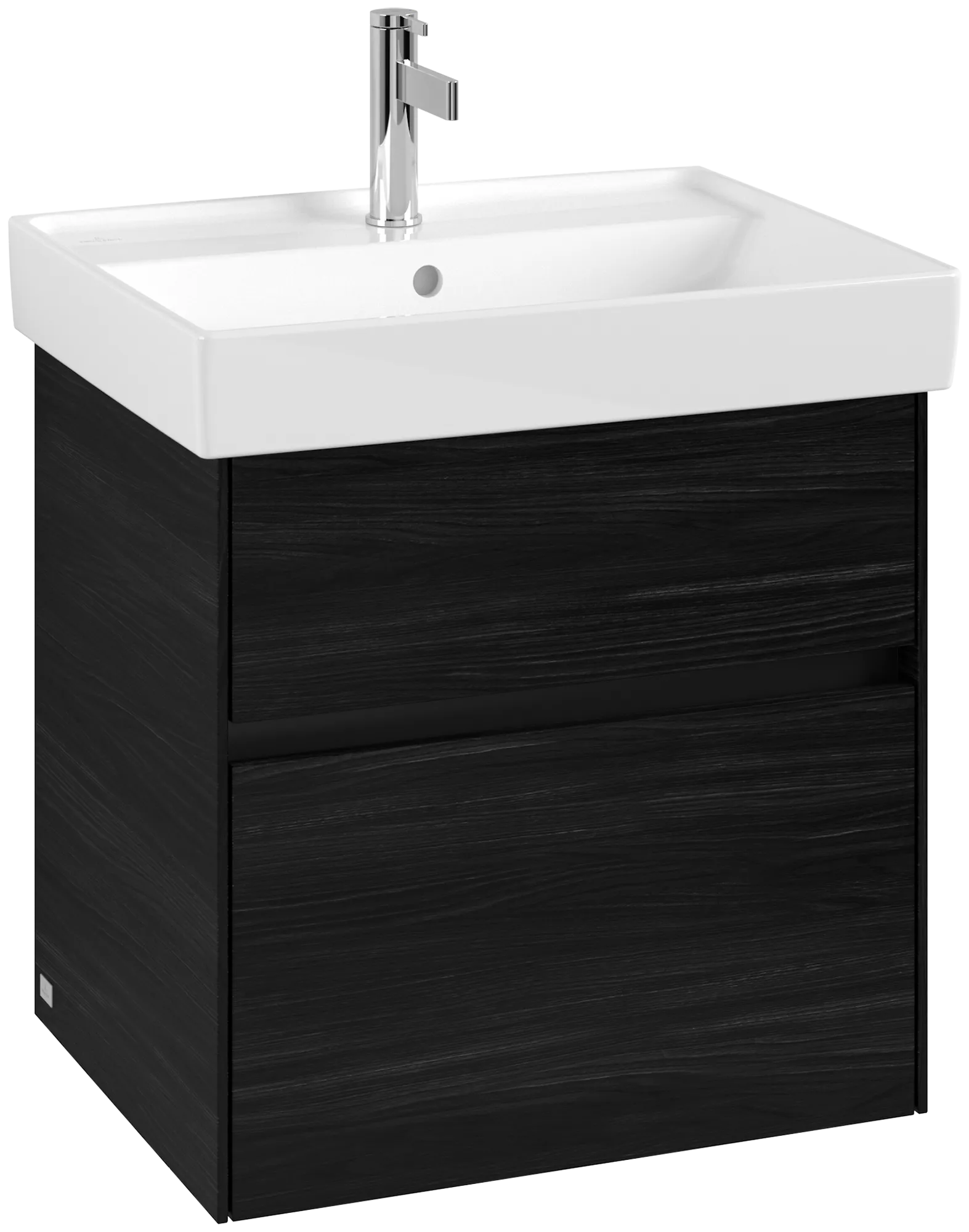 Villeroy & Boch Waschtischunterschrank „Collaro“ 554 × 546 × 444 mm Black Oak, für Becken mittig, mit Beleuchtung, Soft Closing