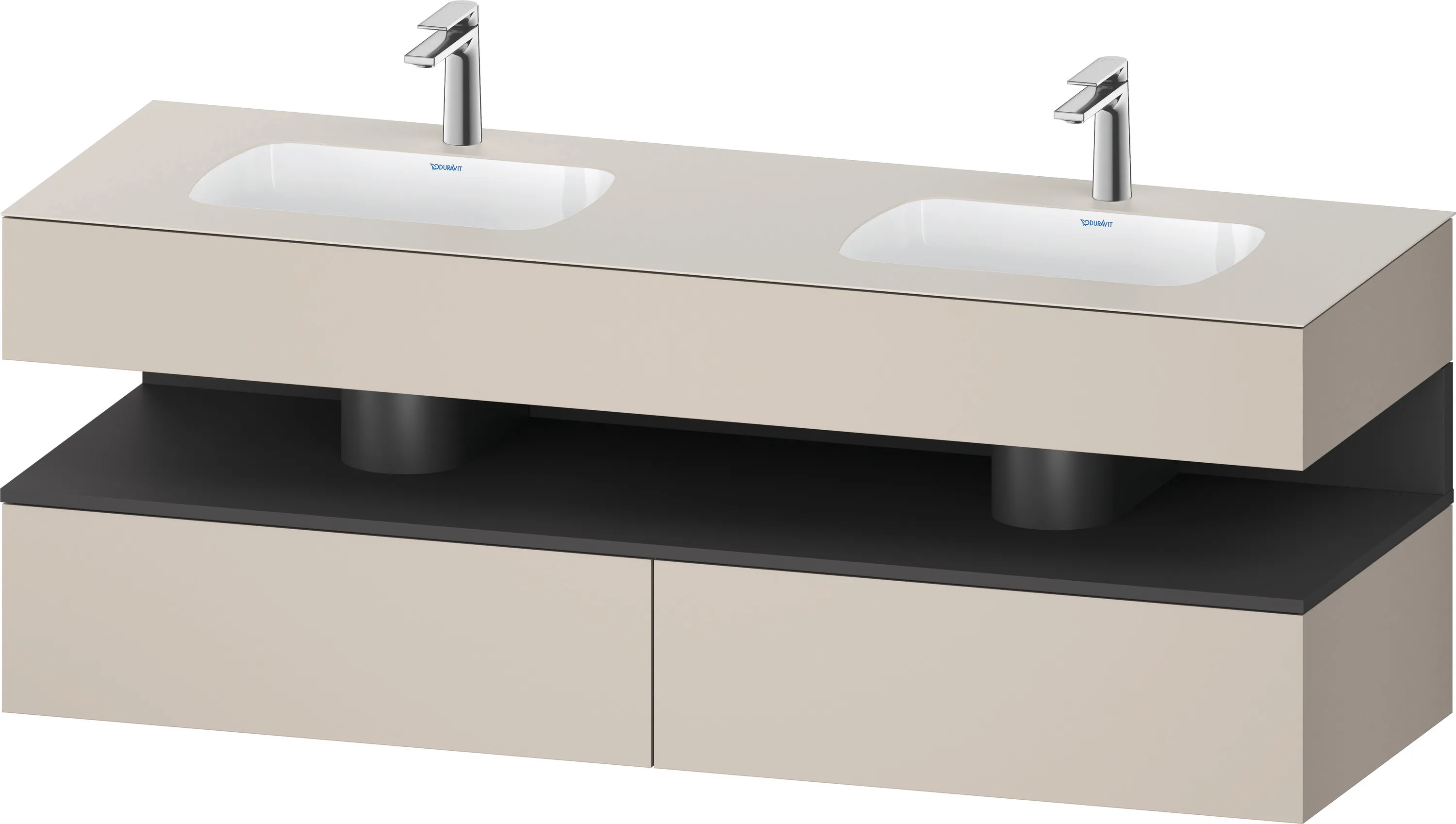 Einbauwaschtisch mit Konsolenwaschtischunterbau „Qatego“ 160 × 55 × 60 cm, ohne Beleuchtung