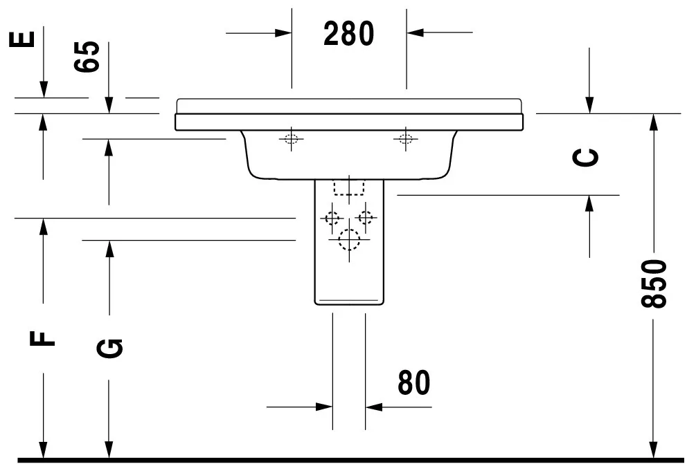 Wandwaschtisch „Starck 3“, mit Überlauf, Hahnlochposition mittig Wandwaschtisch „Starck 3“, mit Überlauf, Hahnlochposition mittig