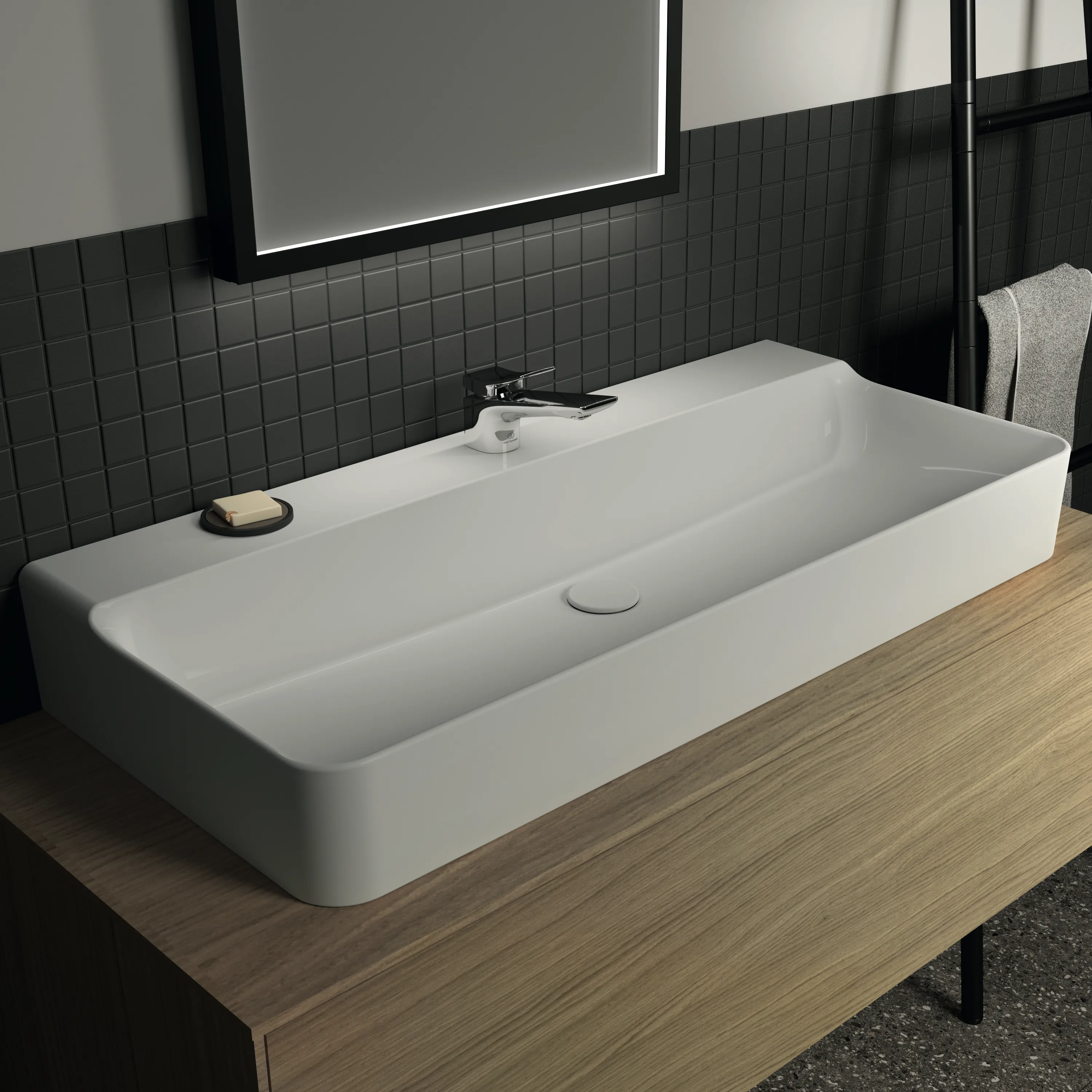 Ideal Standard Conca Waschtisch, 1000x450x145 mm, geschliffen, weiß mit IdealPlus