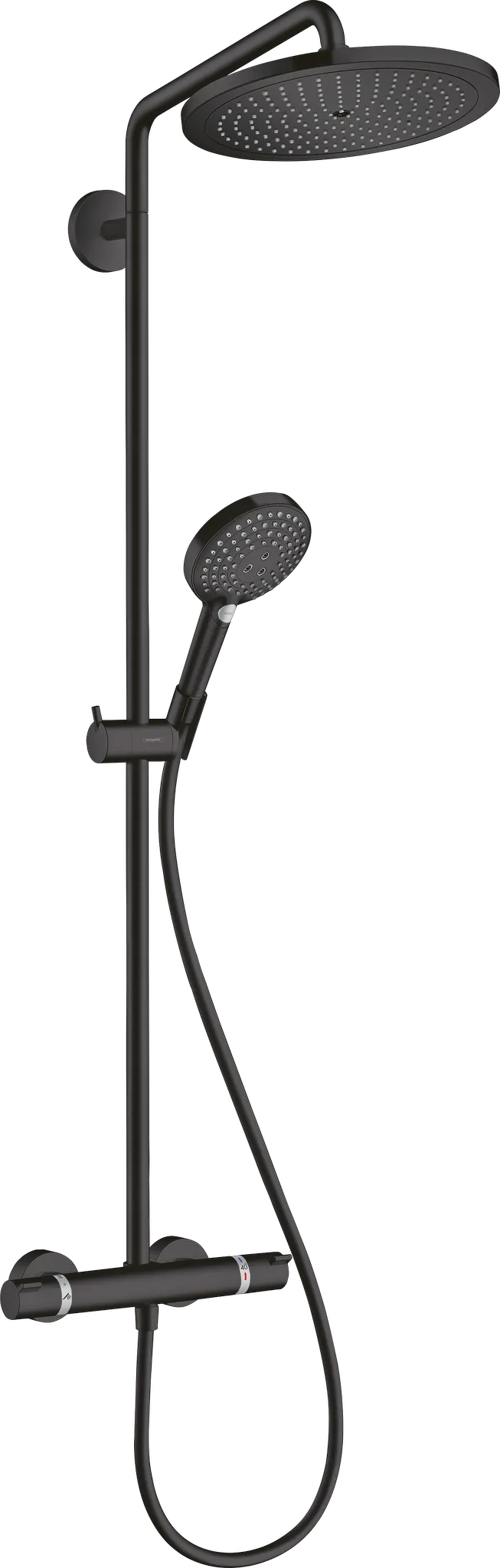 Hansgrohe Croma Select S Showerpipe 280 1jet mit Thermostat und Handbrause Raindance Select S 120 3jet, Mattschwarz Hansgrohe Croma Select S Showerpipe 280 1jet mit Thermostat und Handbrause Raindance Select S 120 3jet, Mattschwarz