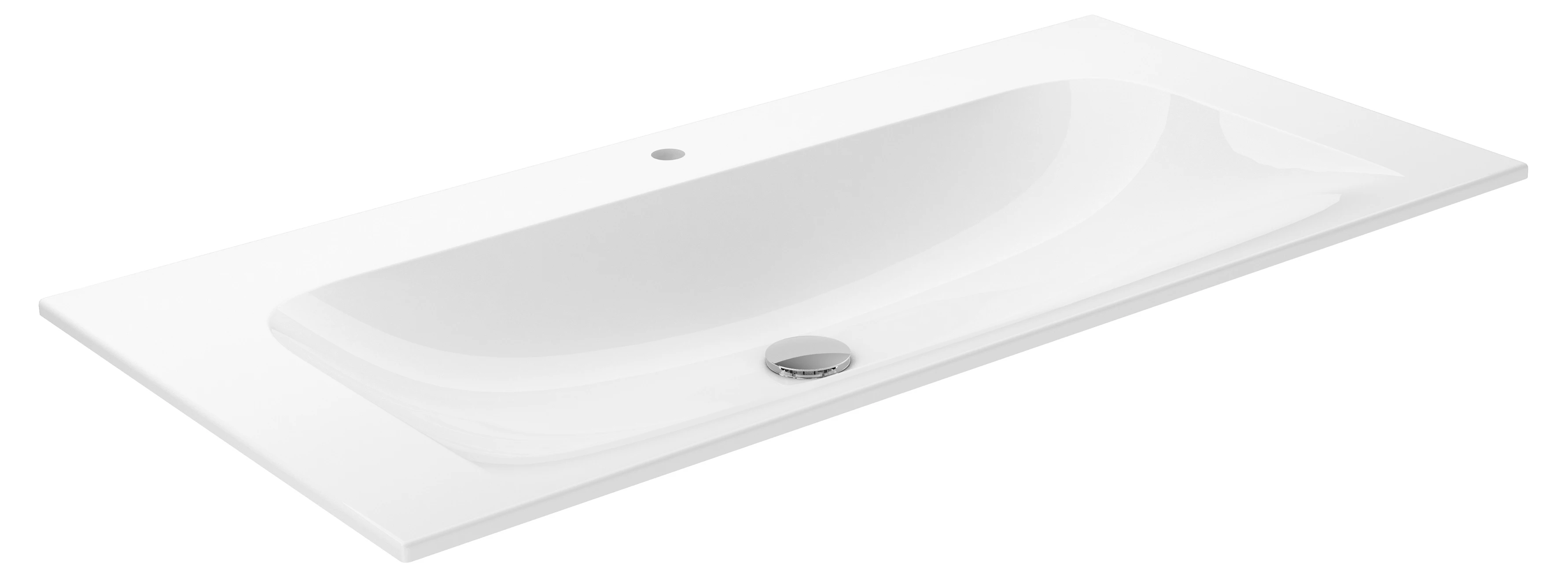 KEUCO Einbauwaschtisch „X-Line“, mit Hahnlochbohrung in Weiß, 1007 × 494 × 17 mm KEUCO Einbauwaschtisch „X-Line“, mit Hahnlochbohrung in Weiß, 1007 × 494 × 17 mm