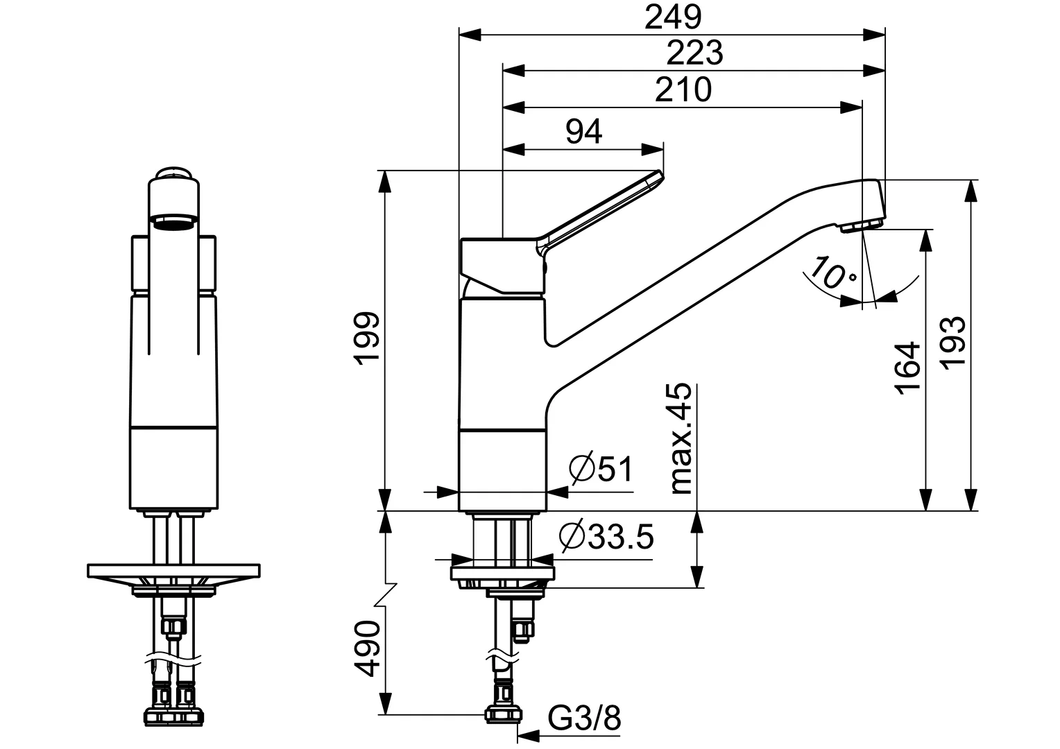 HansaPRIMO Einhebelmischer Küchenarmatur Chrom DN15 210 mm HansaPRIMO Einhebelmischer Küchenarmatur Chrom DN15 210 mm