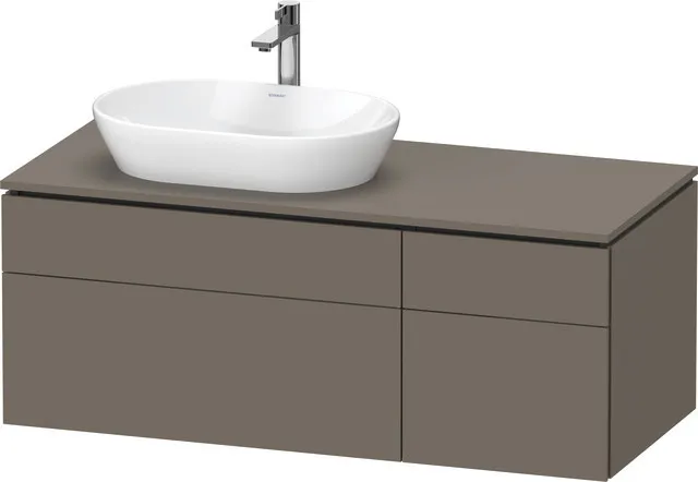 Duravit Waschtischunterschrank wandhängend „L-Cube“ 122 × 48,2 × 55 cm Flannel Grey Seidenmatt, links
