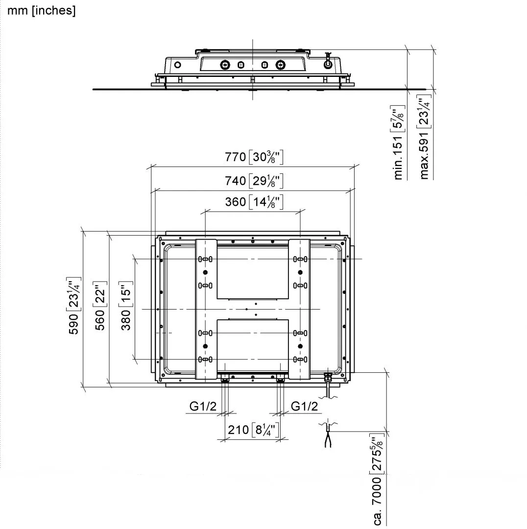 Dornbracht SERENITY SKY UP-Deckeneinbaukasten mit Licht