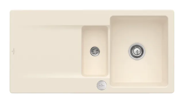 Villeroy & Boch flächenbündiges Küchenspülbecken „Siluet“ 60 R flat 980 × 490 × 220 mm in Ivory
