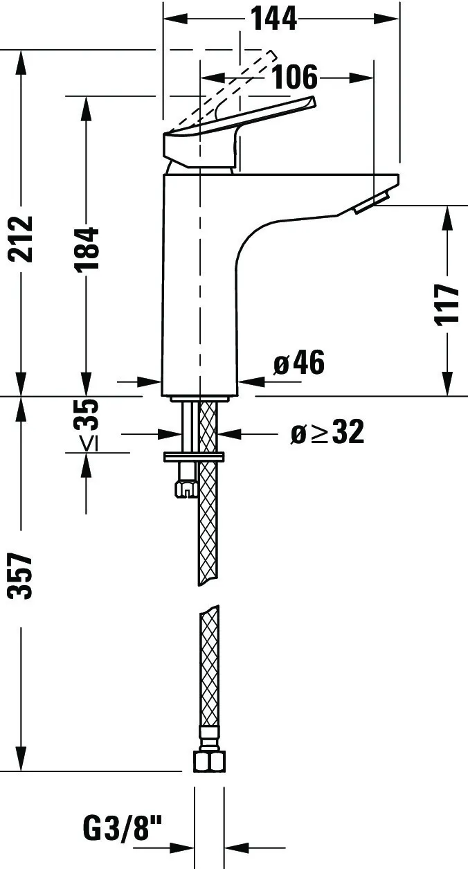 Einhand-Waschtischarmatur „No.1“ Ausladung 106 mm in Chrom Einhand-Waschtischarmatur „No.1“ Ausladung 106 mm in Chrom