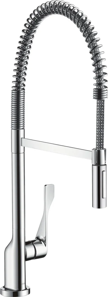 Hansgrohe Axor Citterio Einhebel-Küchenmischer Semi-Pro Chrom, ComfortZone 230, Schwenkbereich 360°, Laminarstrahl und Brausestrahl, arretierbar, max. Durchfluss 9 l/min, Keramikmischsystem, für Durchlauferhitzer geeignet