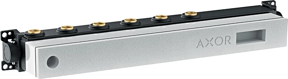 Hansgrohe AXOR Thermostatmodul Select - Grundkörper für 4 Verbraucher, Anschlussgewinde Rp 3/4, Anschlussgröße DN15/DN20, horizontale Montage, schallentkoppelt, Einbautiefe 92-120 mm