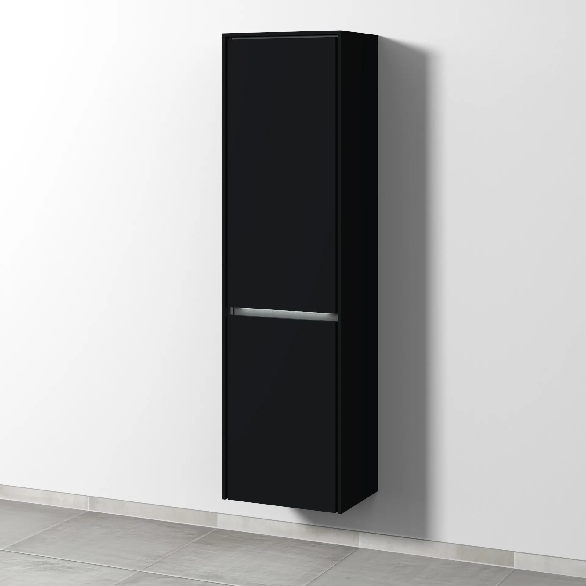 Sanipa Hochschrank „Twiga“ 475 × 1713 × 350 mm in Schwarz (matt), Anschlag rechts, mit Beleuchtung