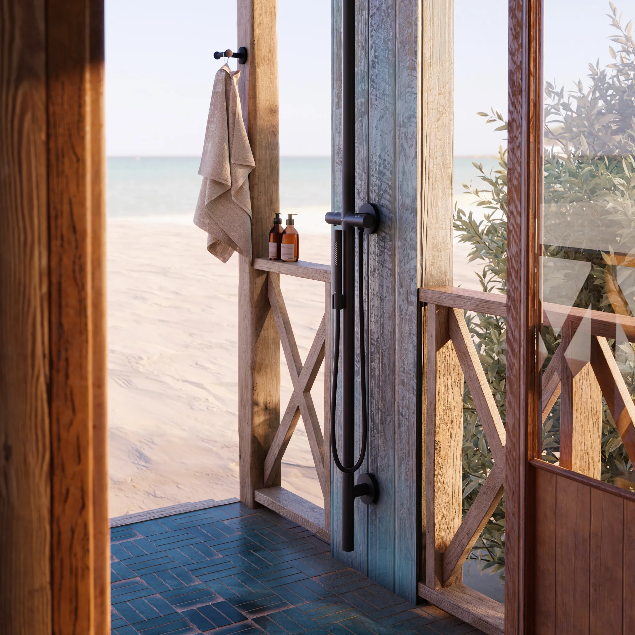 Hansgrohe AXOR Starck Nature Duschsäule mit Kopfbrause 240 1jet, Mattschwarz Hansgrohe AXOR Starck Nature Duschsäule mit Kopfbrause 240 1jet, Mattschwarz