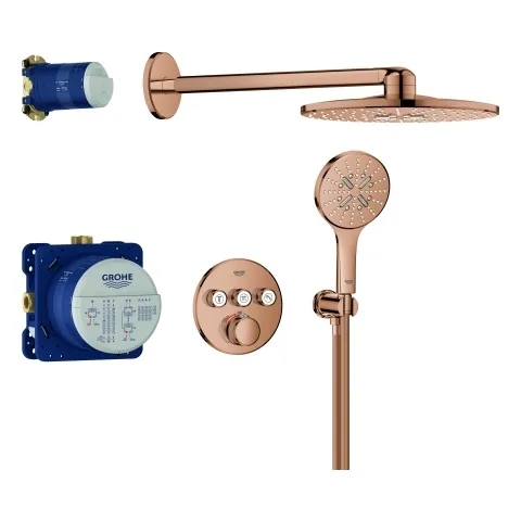 Grohe Grohtherm SmartControl Duschsystem Unterputz mit Rainshower SmartActive 310 runde Form 3 ASV warm sunset