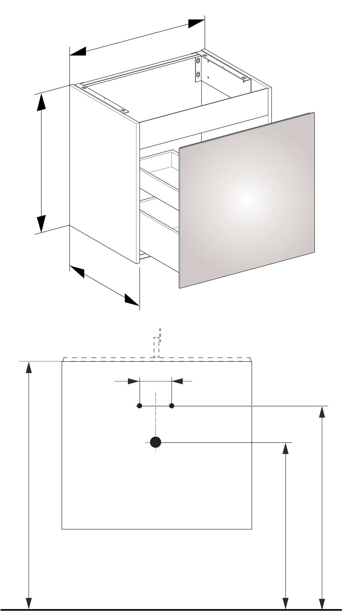 KEUCO X-LINE Waschtischunterbau mit Auszug/Schubkasten 650x605x490mm cashmere/cashmere