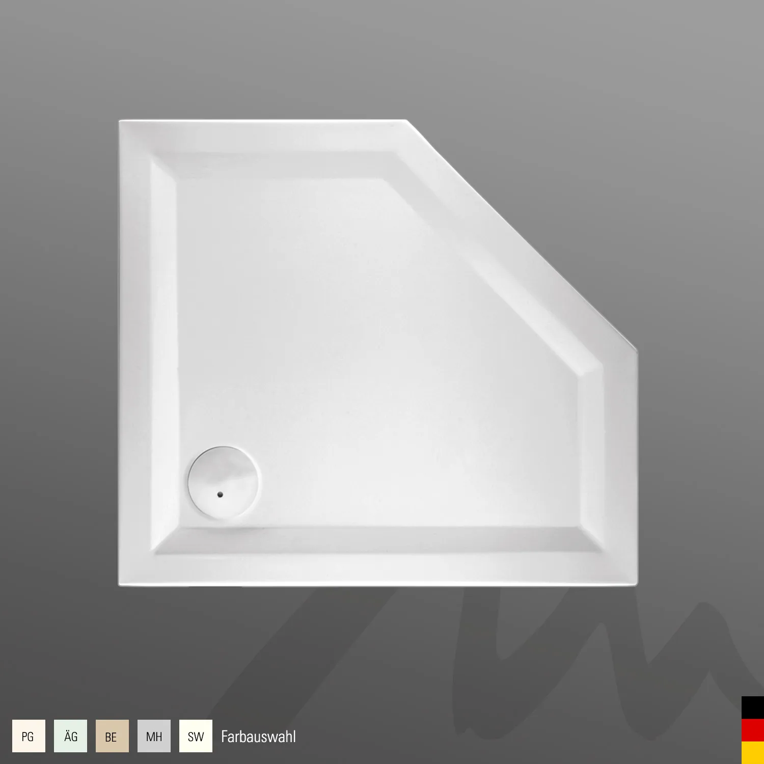 Mauersberger Acryl-Duschwanne circi 100⁄90 SF rechts, 1000x900x55, Farbgruppe 2 Mauersberger Acryl-Duschwanne circi 100⁄90 SF rechts, 1000x900x55, Farbgruppe 2