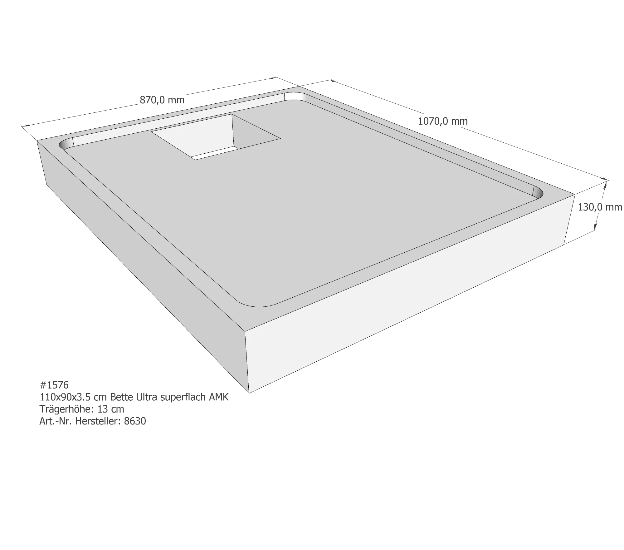 Duschwannenträger für Bette Ultra (superflach) 110 × 90 × 3,5 cm Breite: 90 cm / Länge: 110 cm Duschwannenträger für Bette Ultra (superflach) 110 × 90 × 3,5 cm Breite: 90 cm / Länge: 110 cm