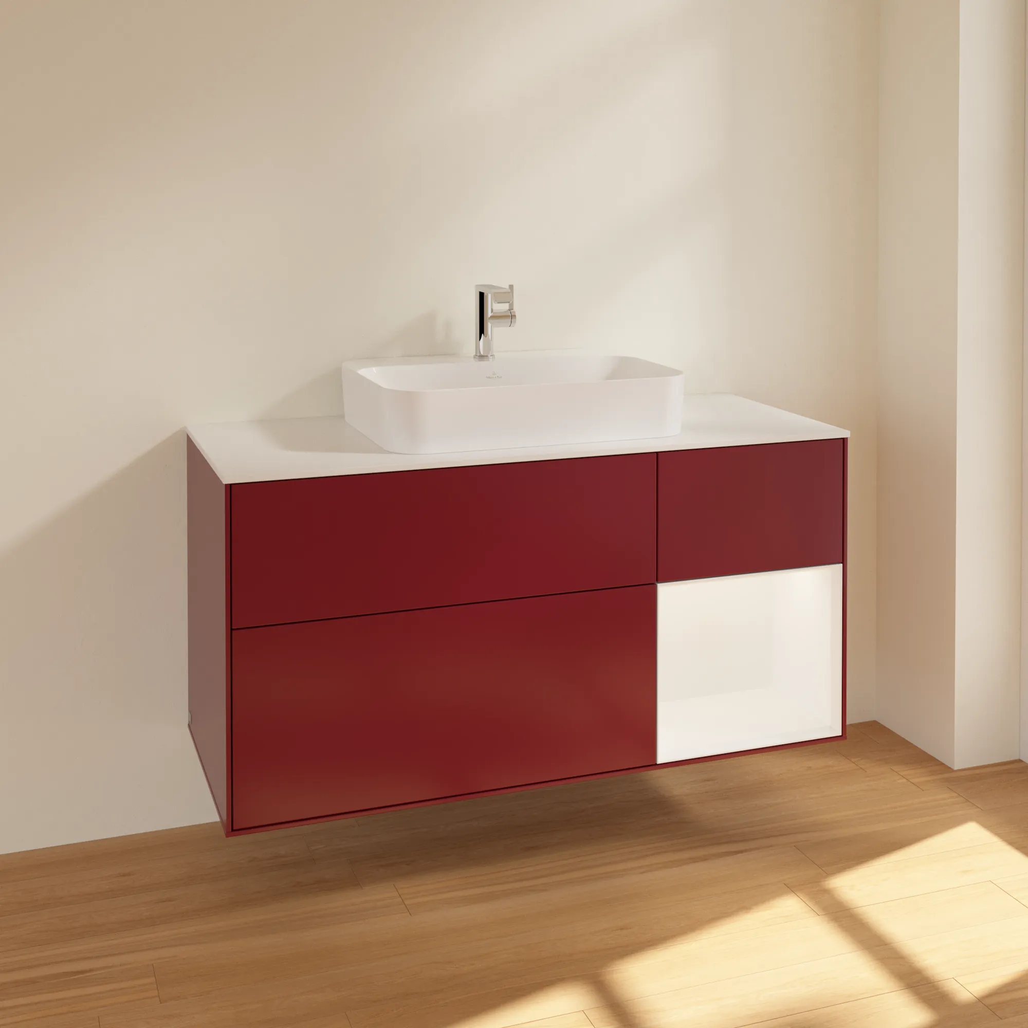 Villeroy & Boch Waschtischunterschrank „Finion“ für Schrankwaschtisch 1200 × 603 × 501 mm Peony Matt Lacquer, für Becken mittig Villeroy & Boch Waschtischunterschrank „Finion“ für Schrankwaschtisch 1200 × 603 × 501 mm Peony Matt Lacquer, für Becken mittig