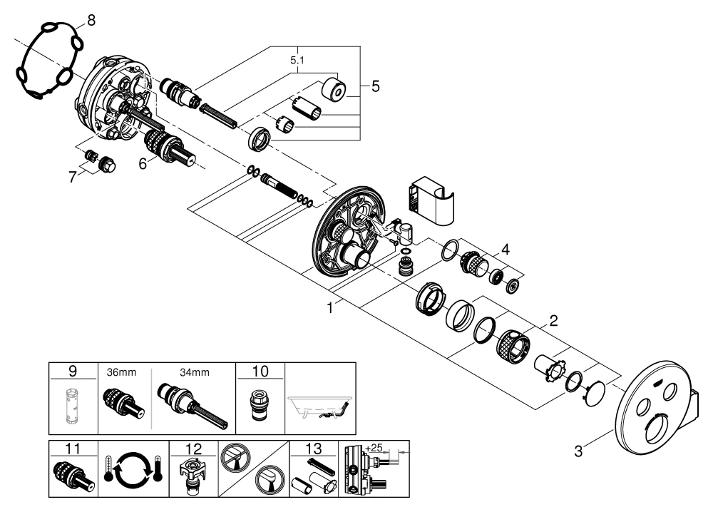 Grohe Grohtherm SmartControl Thermostat, Unterputz mit 2 Absperrventilen und Brausehalter, chrom Grohe Grohtherm SmartControl Thermostat, Unterputz mit 2 Absperrventilen und Brausehalter, chrom