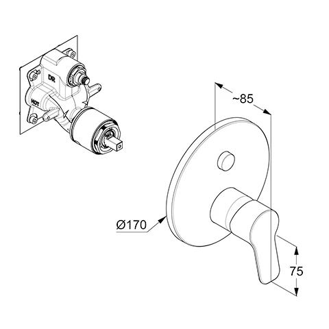 PURE & EASY UPWafü/Br.EHM Push Set mit Funktionseinheit chrom PURE & EASY UPWafü/Br.EHM Push Set mit Funktionseinheit chrom