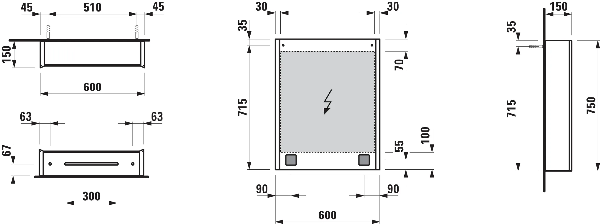 Laufen Spiegelschrank FRAME 25 LED-Beleuchtung vertikal Sensor-Schalter mit Steckdose 750x600x150 1 Tür Scharnier rechts versp Laufen Spiegelschrank FRAME 25 LED-Beleuchtung vertikal Sensor-Schalter mit Steckdose 750x600x150 1 Tür Scharnier rechts versp