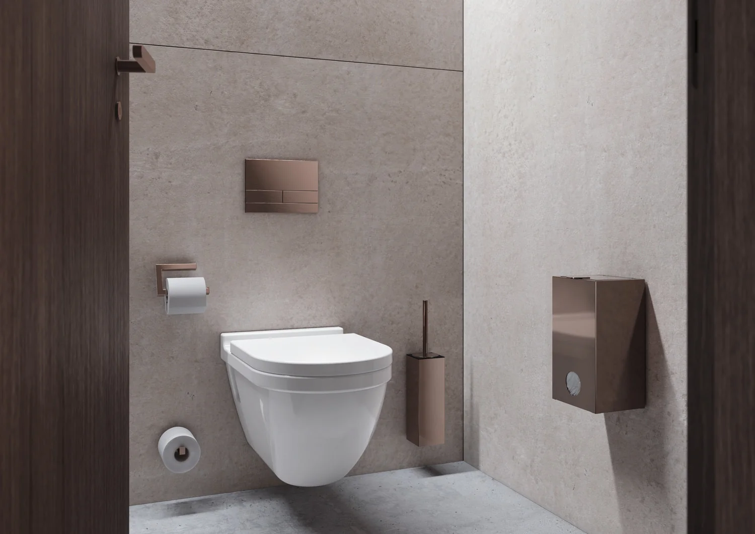 HEWI WC-Bürstengarnitur System 900Q, PVD Kupfer glänzend, 438 mm hoch, Wandmontage