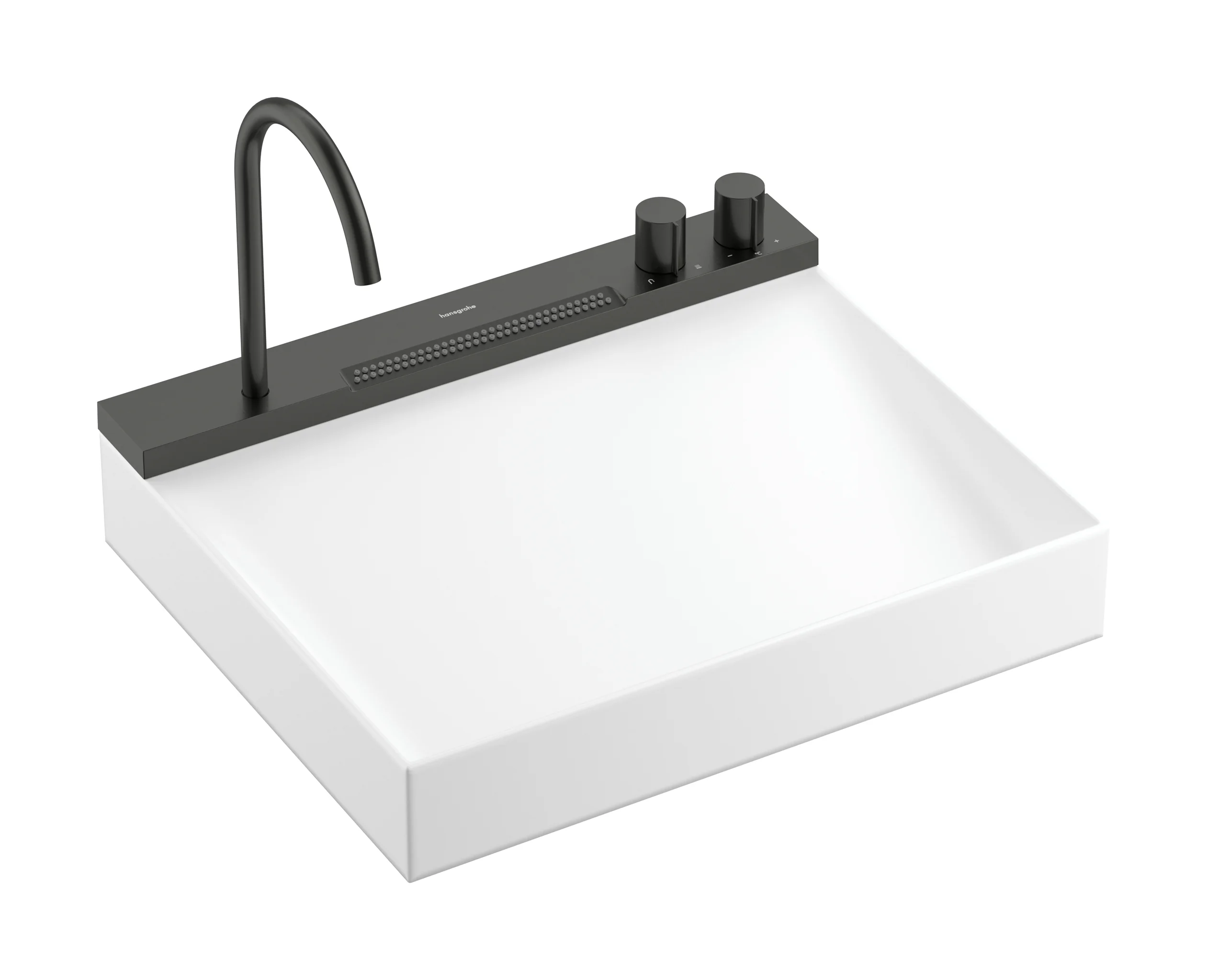 Hansgrohe Avalegra AquaUnit 58 cm, Brushed Black Chrome, SolidSurface, matt, Aufsatz und wandhängend, 7 l/min Durchfluss