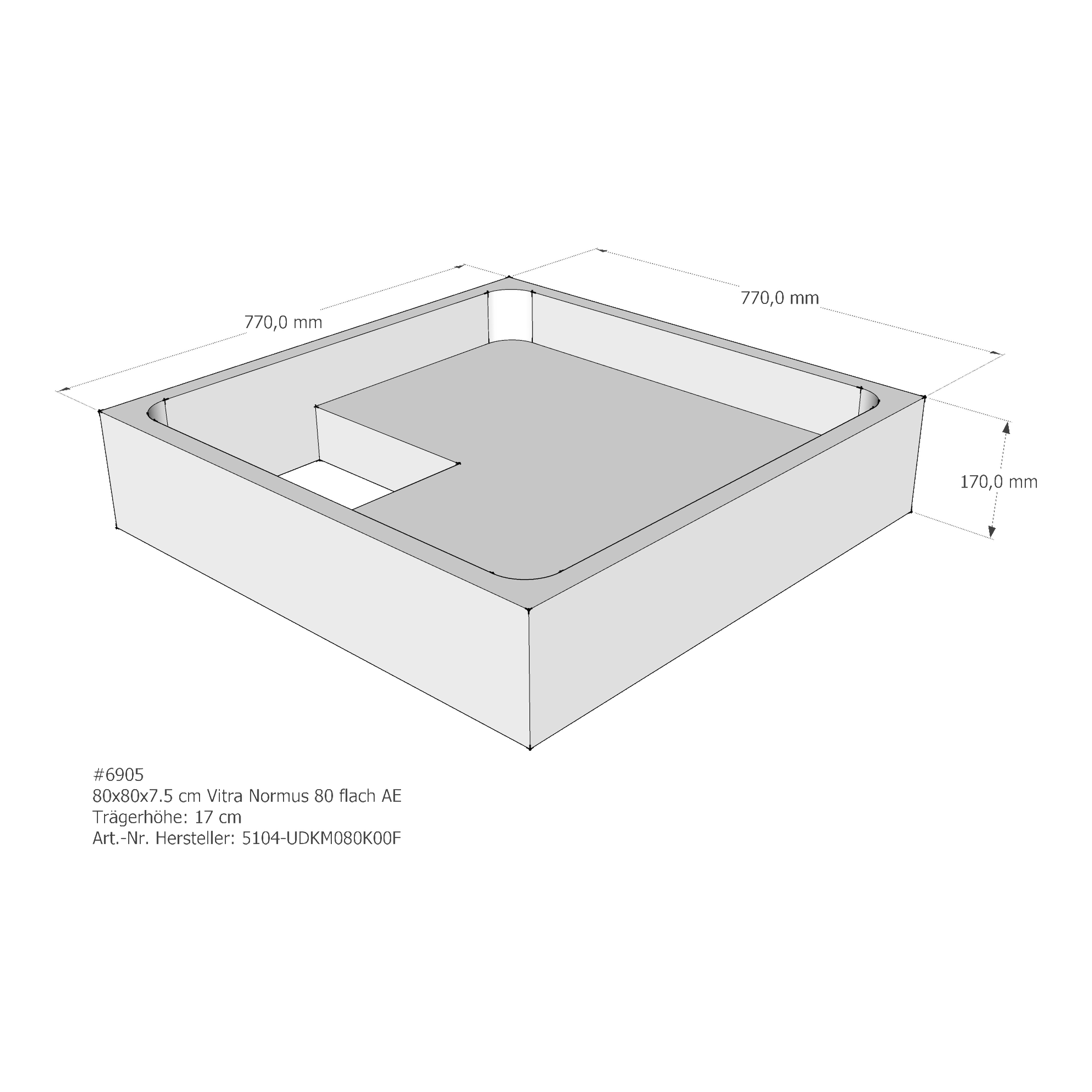 Duschwannenträger für VitrA Normus flach 80 × 80 × 7,5 cm Duschwannenträger für VitrA Normus flach 80 × 80 × 7,5 cm
