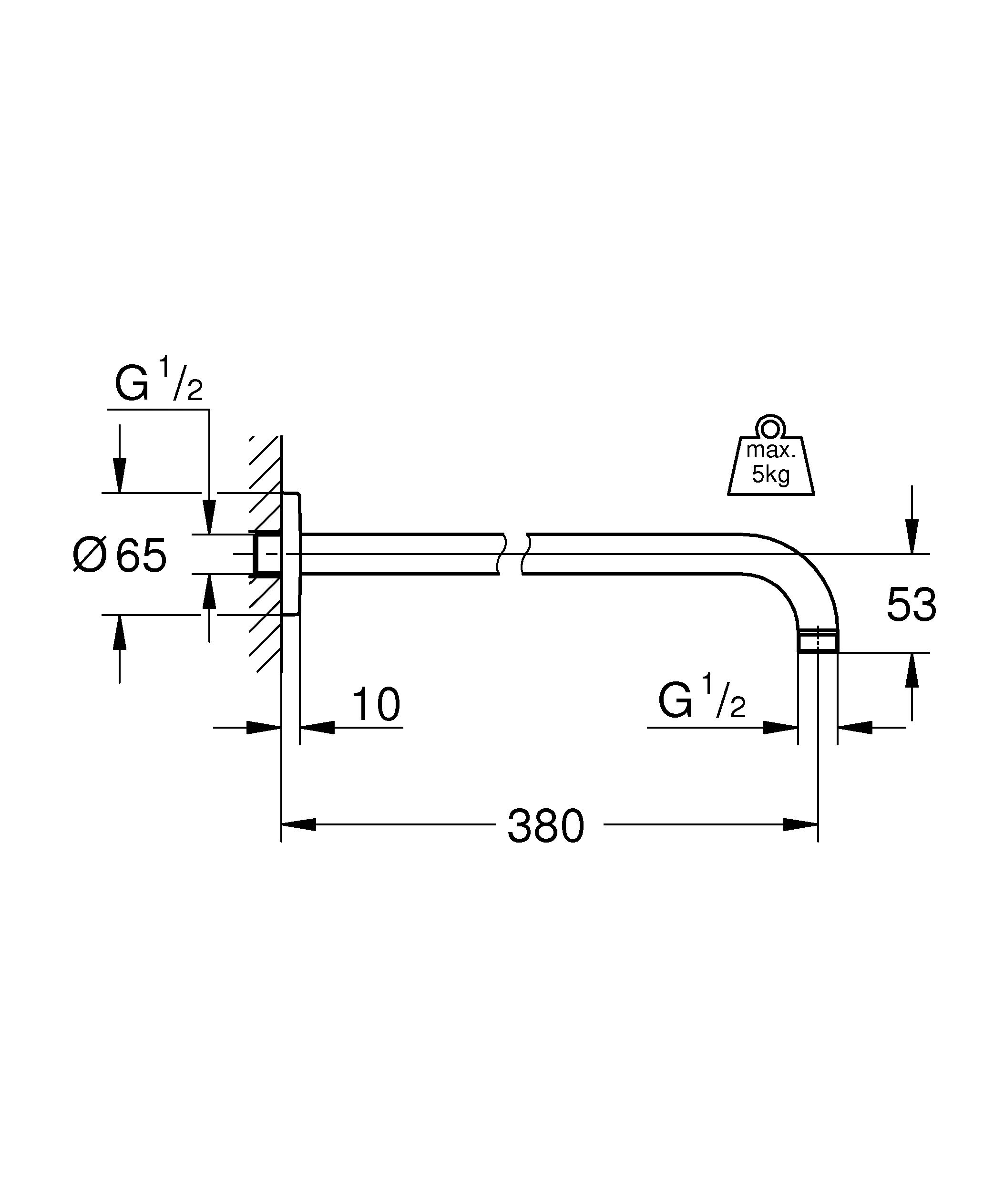 Brausearm Rainshower 28361, Ausladung 380 mm, chrom