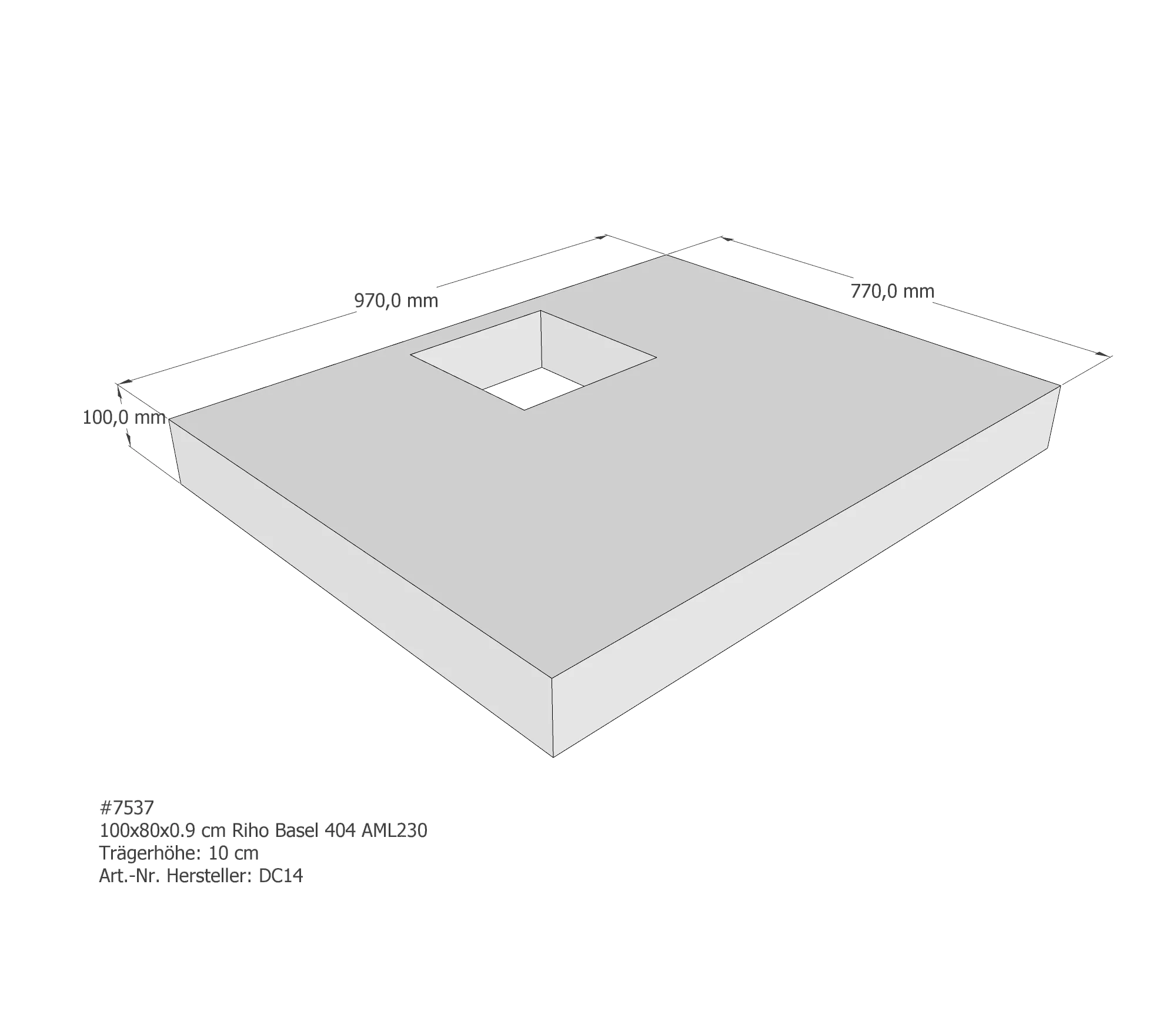 Duschwannenträger passend für Riho Basel 100 × 80 × 0,9 cm
