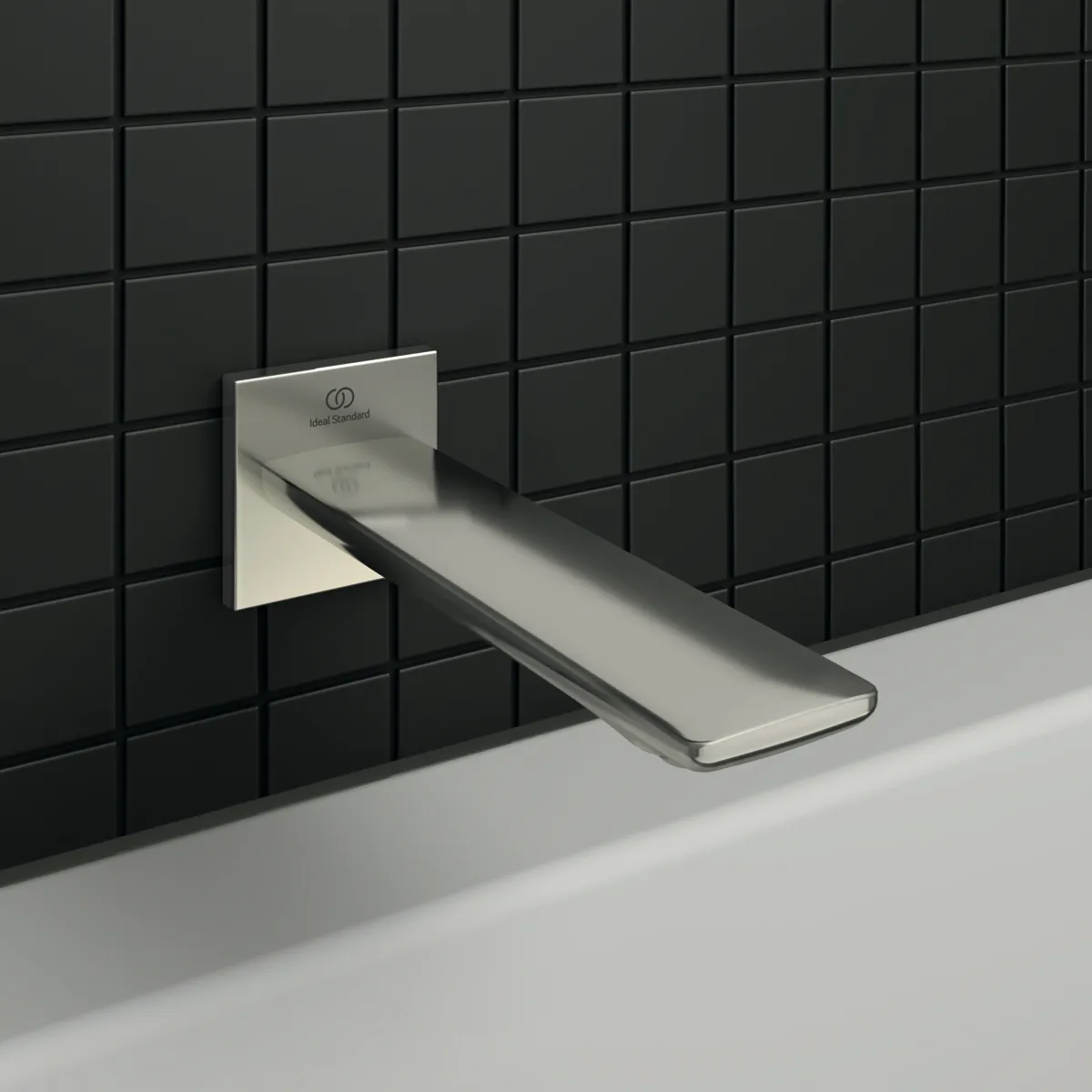 Ideal Standard Conca Wandauslaufventil, Ausladung 180 mm, eckige Rosette, Farbe Silver Storm