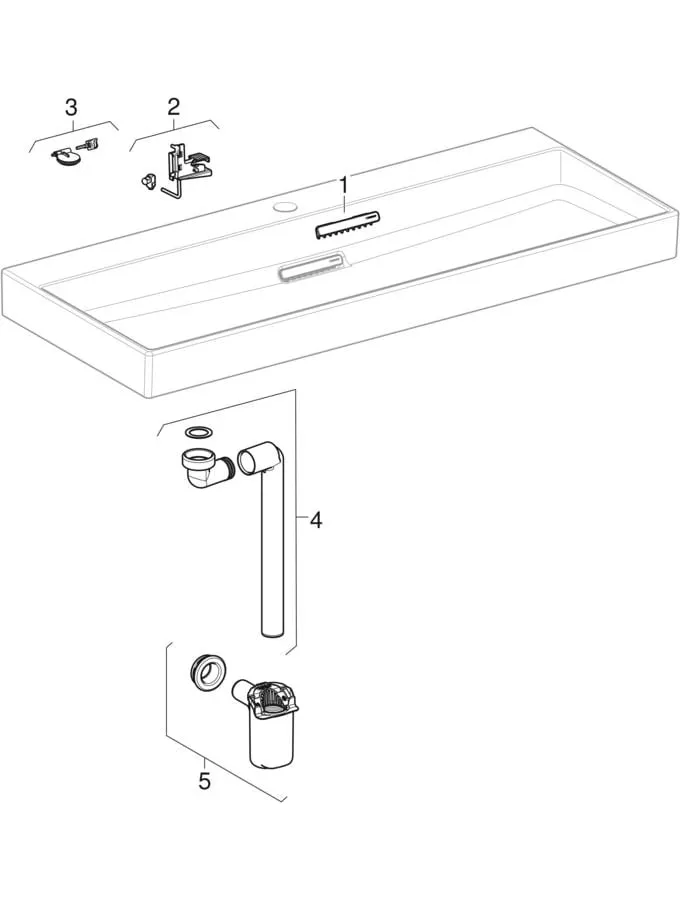 Wandwaschtisch „One“ mit horizontalem Ablauf, rechteckig, Hahnlochposition mittig 50 × 41 cm mit KeraTect®