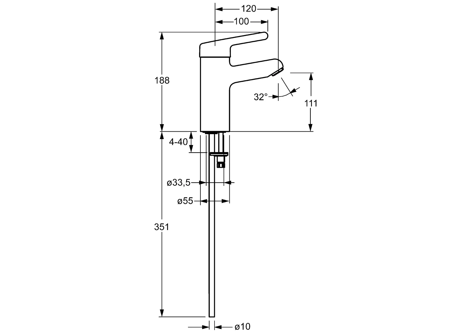 HansaMEDIPRO Einhebelmischer Waschtischbatterie 0162 Kupferrohr Ausladung 120 mm DN15 Chrom HansaMEDIPRO Einhebelmischer Waschtischbatterie 0162 Kupferrohr Ausladung 120 mm DN15 Chrom