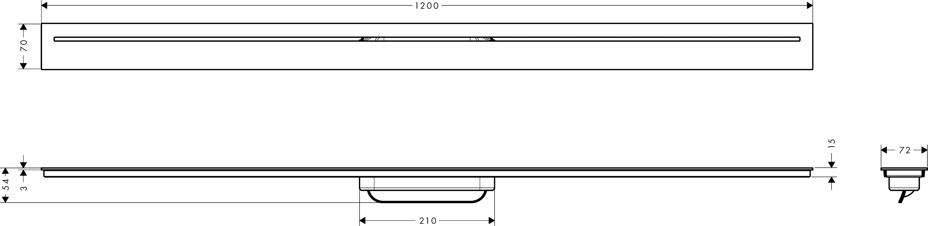 Hansgrohe AXOR Drain Fertigset Duschrinne, Chrom, 1.200 mm, höhenverstellbar bis 18 mm Fliesenstärke