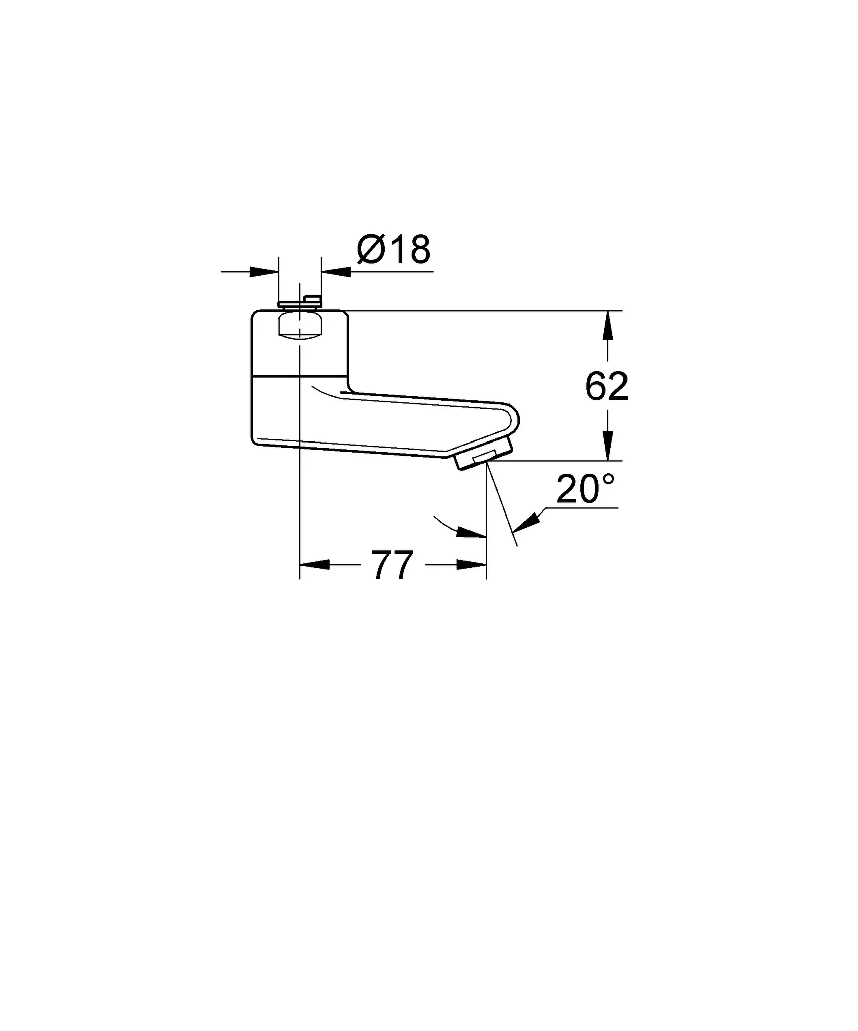 Auslauf 13080, Länge 77 mm, chrom Auslauf 13080, Länge 77 mm, chrom