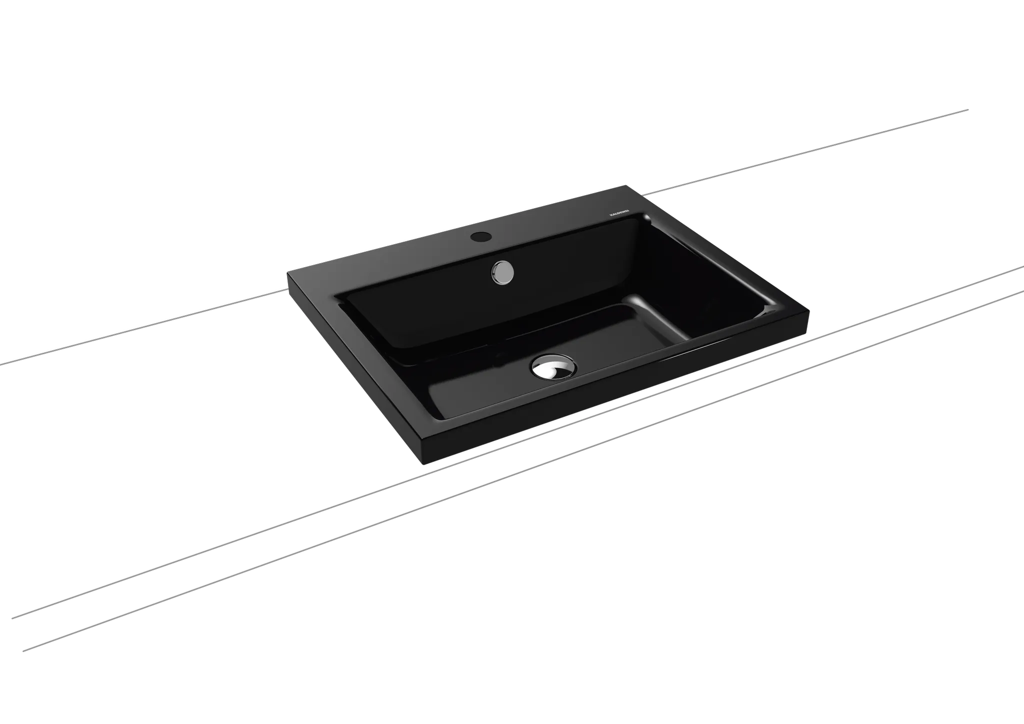 Aufsatzwaschtisch „Puro“ 60 × 46 cm, mit Überlauf, mit Hahnlochbohrung in schwarz mit Perl-Effekt